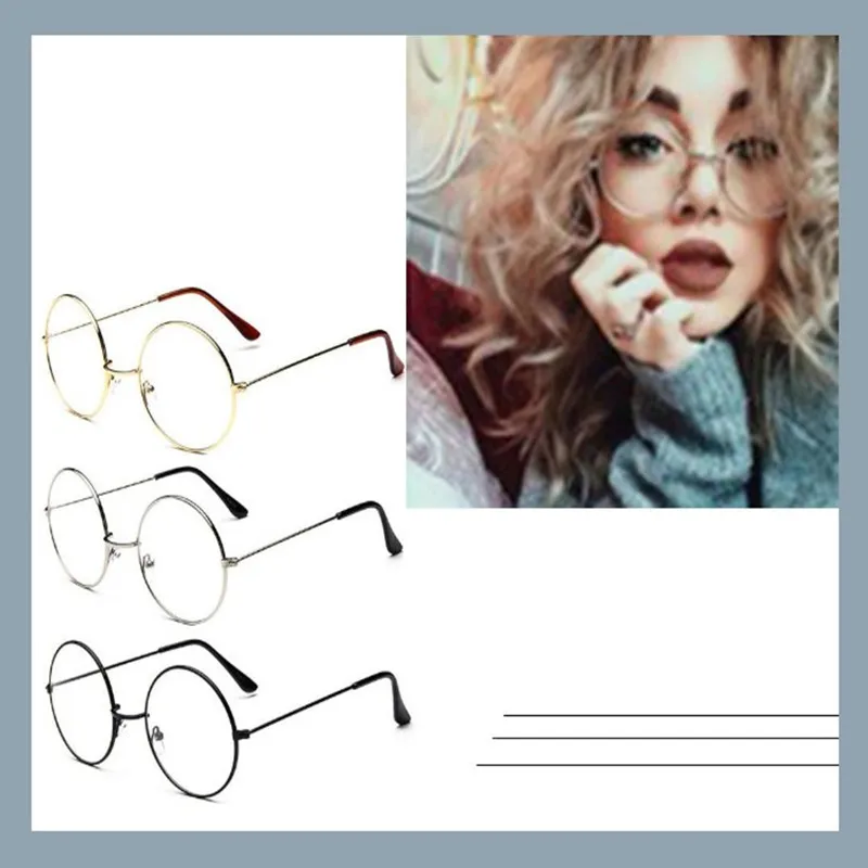 2022 New Large Oversized Eye Glasses Round Metal Clear Lens Glasses Metal Frame Clear Lens Round Circle Unisex Circle Eyeglasses