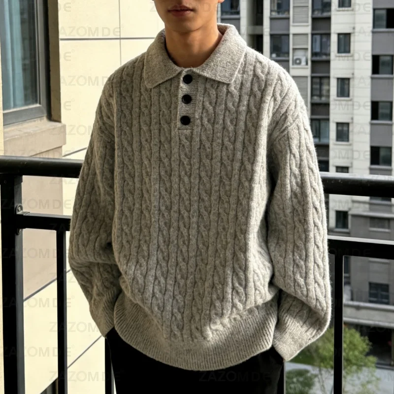 

ZAZOMDE Contemporary Solid Color Lapel Neck Sweater Unisex Design Ideal For Business Casual And Smart Casual Occasions Fabric