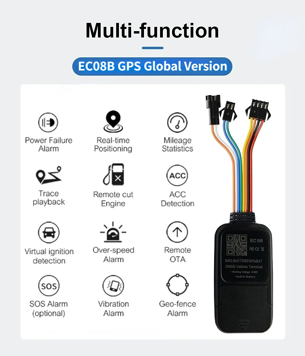 GPS Vehicle Tracker 9-90V EC08B Car Locator GT06 Protocol Real Time Tracking Anti Theft Device Fleet Managemen - view 6
