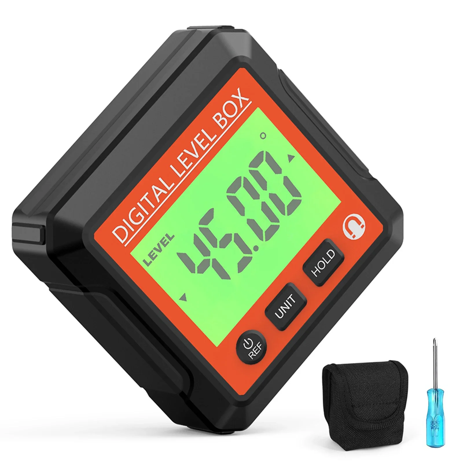 แบบพกพามุมเครื่องมือ 5.7*2.5*5.7 ซม.ดิจิตอลมุมเมตรความแม่นยํา 0.1 เครื่องมือวัดมุมแบตเตอรี่ดําเนินการ Compact Design