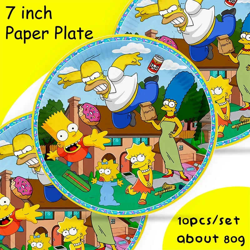 SIMPSONS DIY Party-Dekorationen Cartoon Einweg-Partygeschirr Teller Becher Servietten Aufkleber für Geburtstage