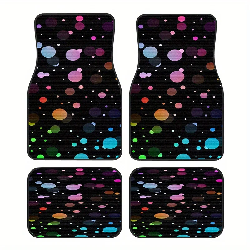 Pride Dots 4pcs Whimsical Dreamy Colorful Polka Dot Print Crystal Velvet  Floor Mats Set, Artistic Easy-to-Clean Interior