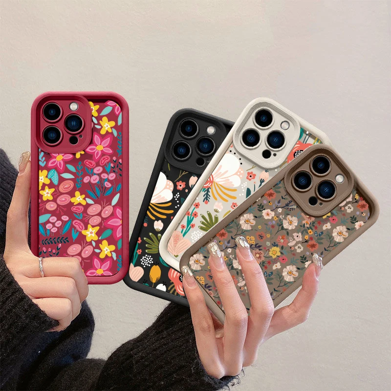 Artistic Colorful Floral Pattern Case For Samsung Galaxy S25 Ultra S23 S22 S24 Plus FE Note 20 Ultra A06 A07 A05 A05S A04 A04E