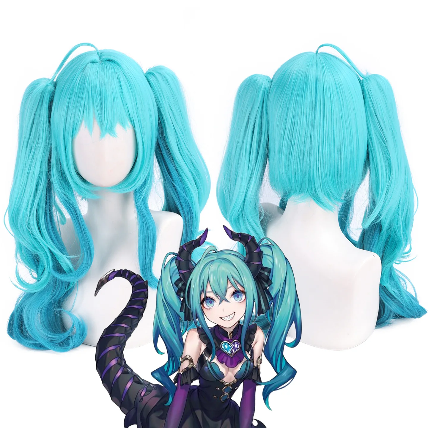 

Miku Cosplay Wig Anime Blue Short Hair Accessories High Temperature Wire Hair For Women