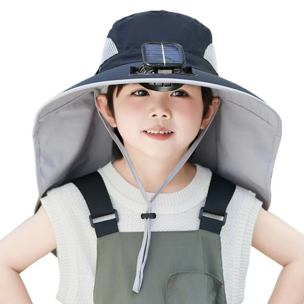 

Adjustable Children's Solar Fan Hat Waterproof USB Charging Wide Brim Sun Cap Breathable Quickly Dry Summer Cooling Hat Kids