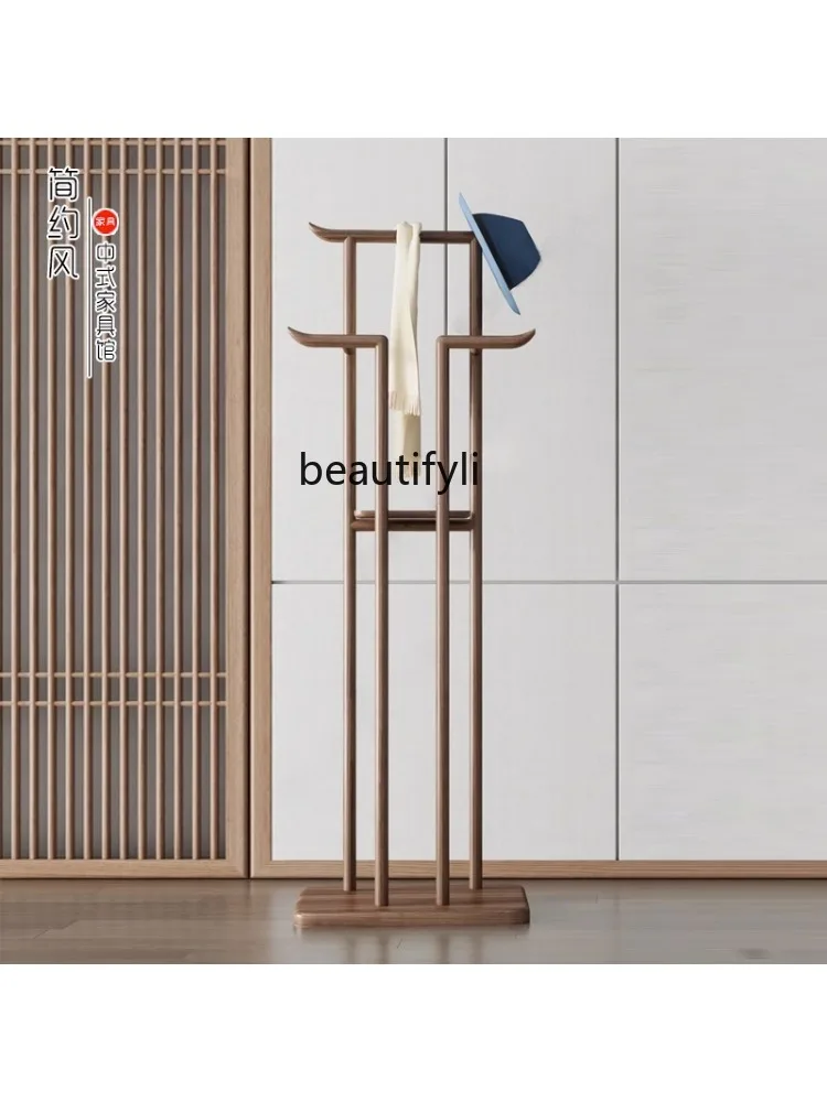 New Chinese Style Solid Wood Coat Rack Zen Floor Clothes Rack Simple Modern Bedroom Hotel Box Cloth Rack