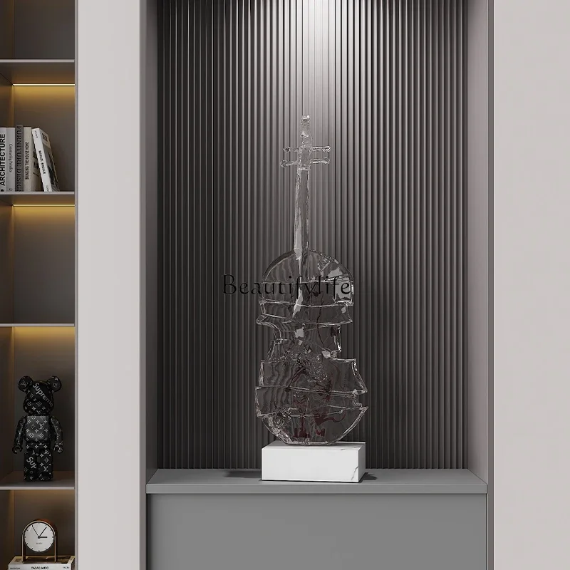 3.Light Luxury High-End Violin Sculpture Art Premium Feel Living Room Entrance Tall Ornament