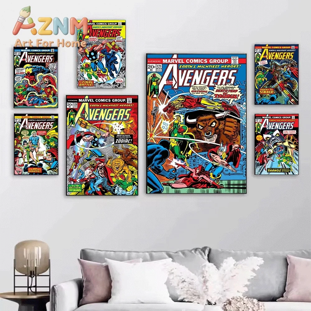 AZNM The Avengers #117 Mystery Super-Villain Comic Canvas Wall Art No Frame Vintage Superhero Print Poster Home Wall Decor