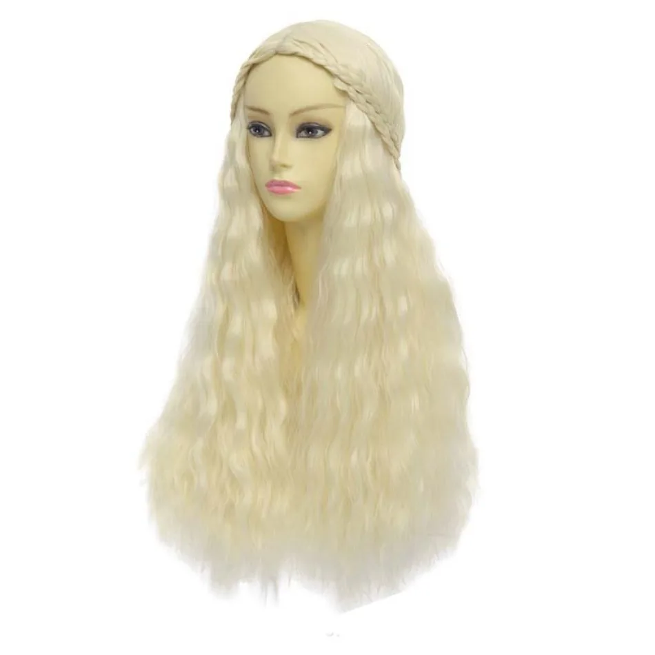 Halloween Girls Wigs Human Hair Full Masquerade Wigs Cosplay Hair Targaryen Women Wig Daenerys Wig 파티시엘 코스프레