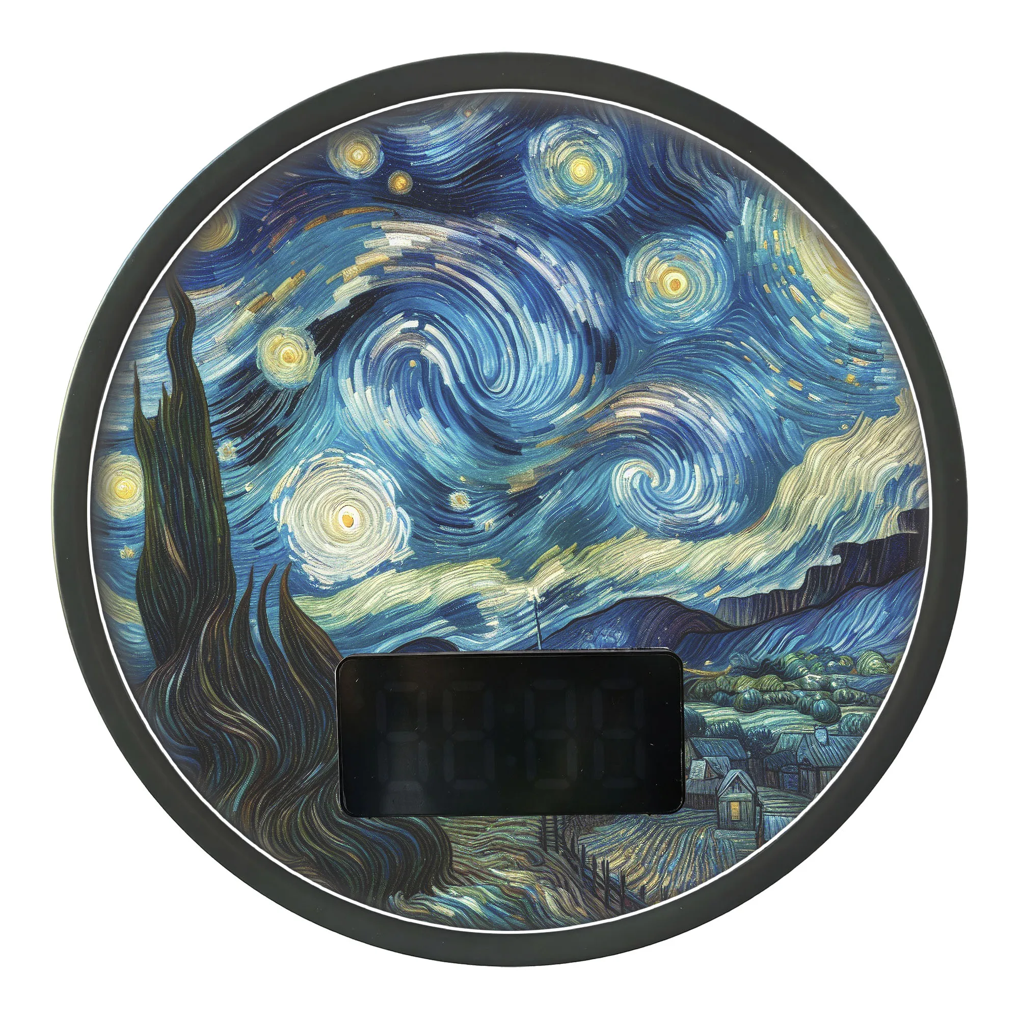 Van Gogh The Starry Night LED Digital Wall Clock with Temperature Calendar Date Famous Oil Painting Decorative Night Light Clock