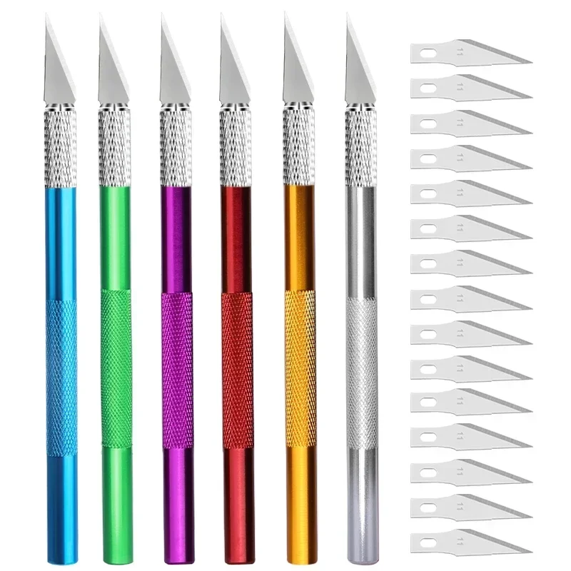 مقبض معدني الحرفية نحت النحت القاطع مع 10 قطعة شفرة Fniiva النقش ورقة عدم الانزلاق سكين DIY بها بنفسك إصلاح أدوات جلدية اليد #1