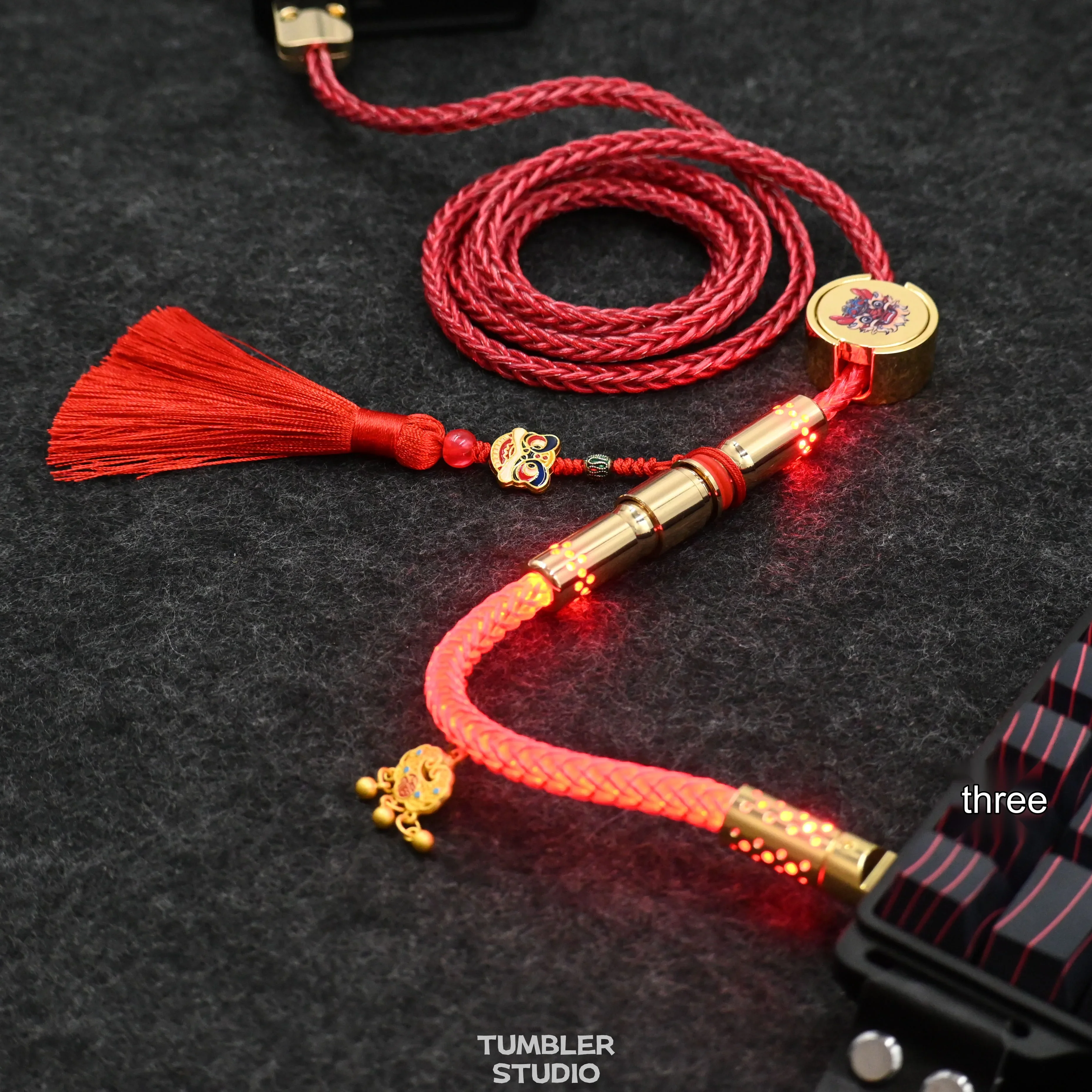 Tumbler Studio Year of Dragon Theme 8K Single Crystal Copper Custom Mechanical Keyboard Aviator Cable Coiled Gaming Cord