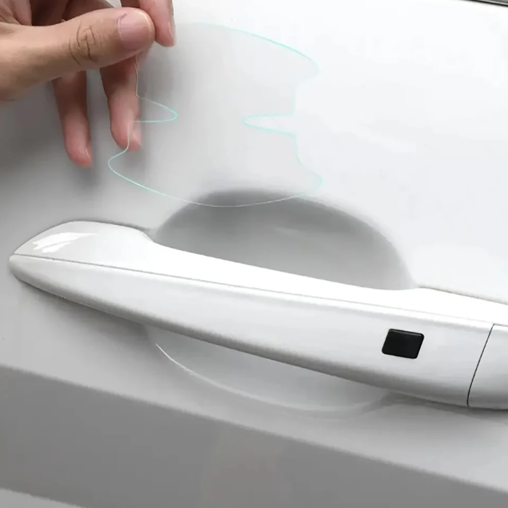 8 قطعة وعاء باب السيارة المضادة للخدش ملصق واضح وعاء الباب مقبض حماية ملصق الطلاء سطح فيلم مقبض المضادة للتصادم قطاع