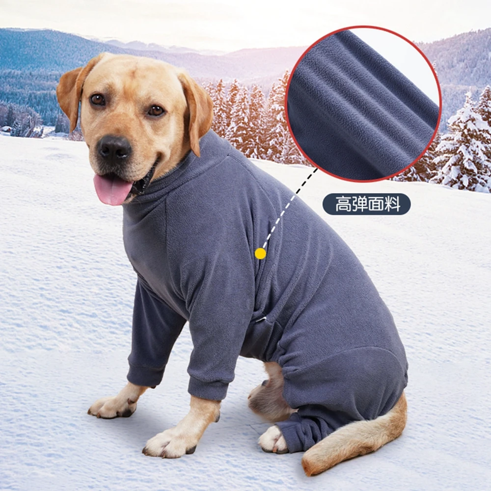 Winter Dog Pajamas Clothes Dog Jacket Coats High Elasticity High Neck Guard Design Cold Fit Comfortable Dog Sweater Warm Tight