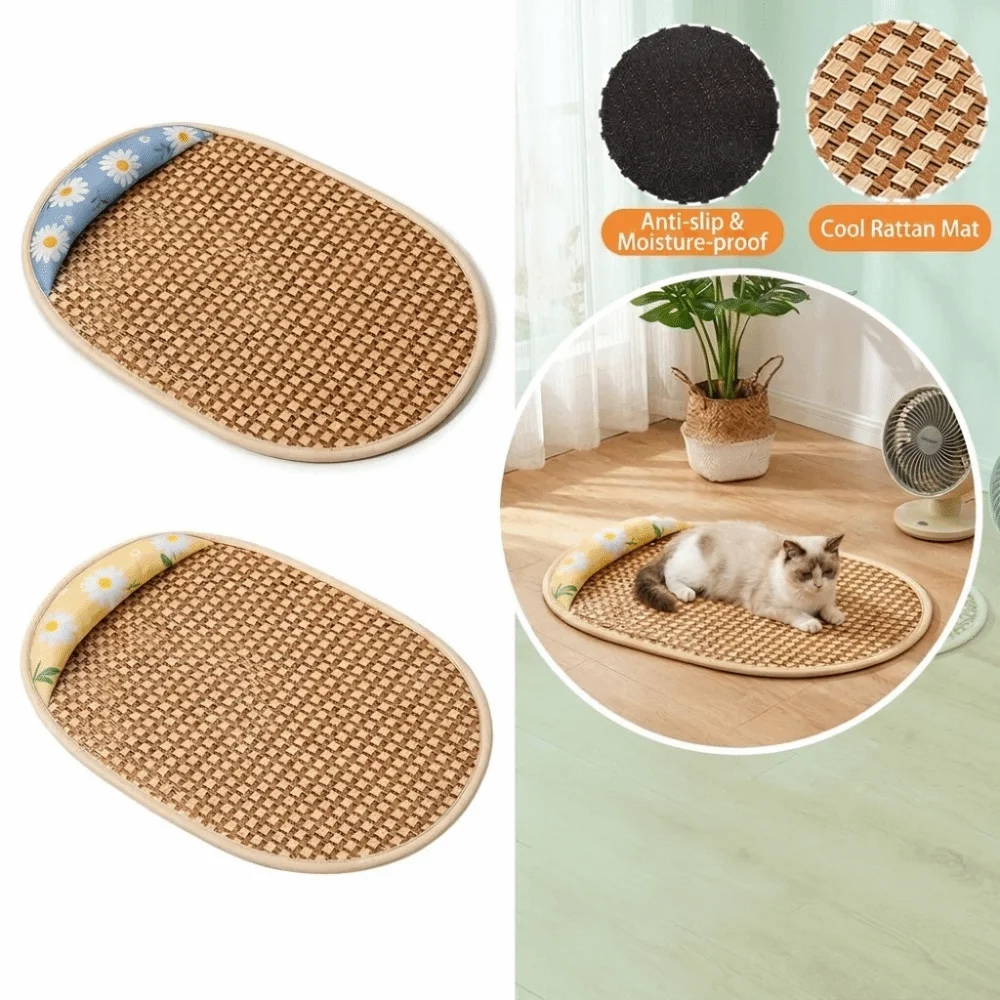 Breathable Pet Cooling Mat Washable Cooling Gel Cat Bed Mat Woven Design Non-Slip Summer Sleeping Pad For Cats and Dogs