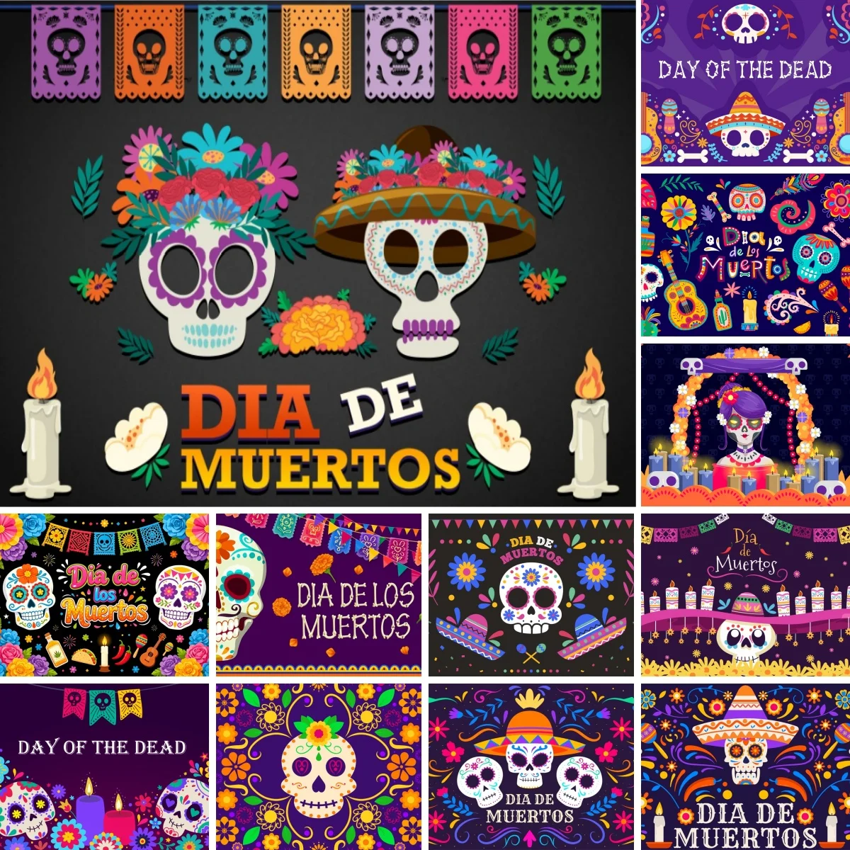 Mexican Carnival Party Photography Background Fiesta Cinco DeMayo Wedding Birthday Day of The Dead Decor Photo Backdrop Studio