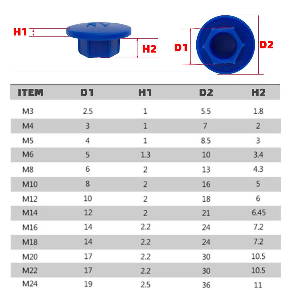 20 Pcs/Lots M3/M4/M5/M6/M8/M10/M12/M14 Anti-rust And Waterproof Cap Decorated With Nylon Inner Hexagon Screw Protective Cover