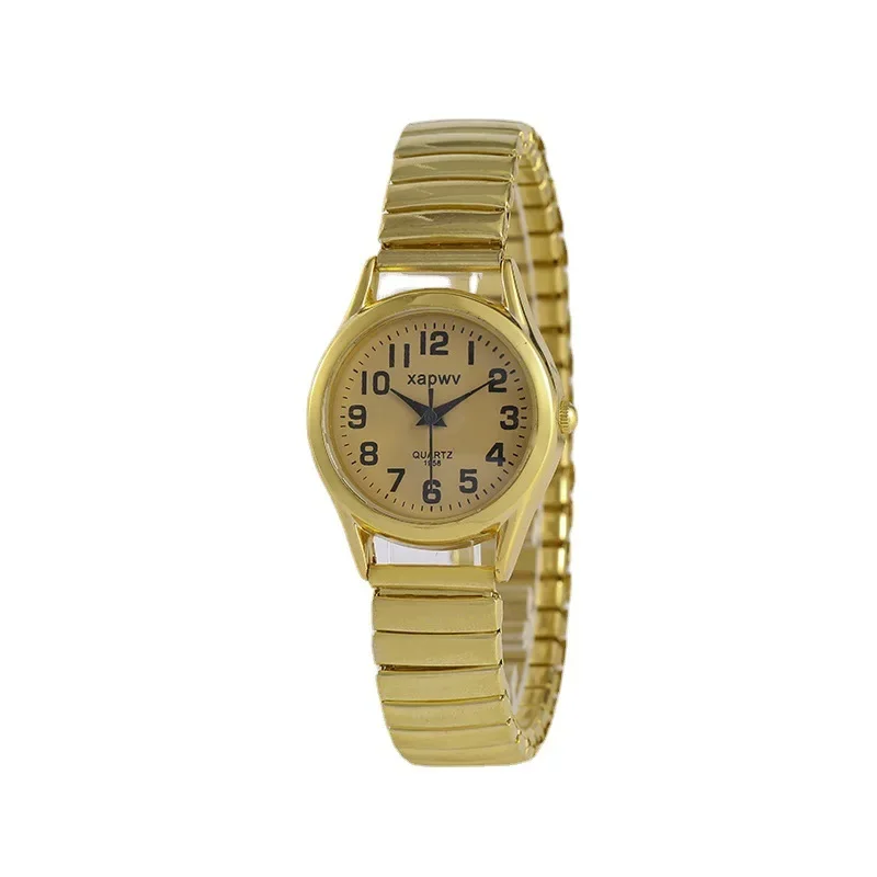 ساعة من الفولاذ المقاوم للصدأ مع شريط مطاطي للنساء ، سوار قديم ، أسود ، أبيض ، ذهبي ، وردي ، سيدات ، موضة