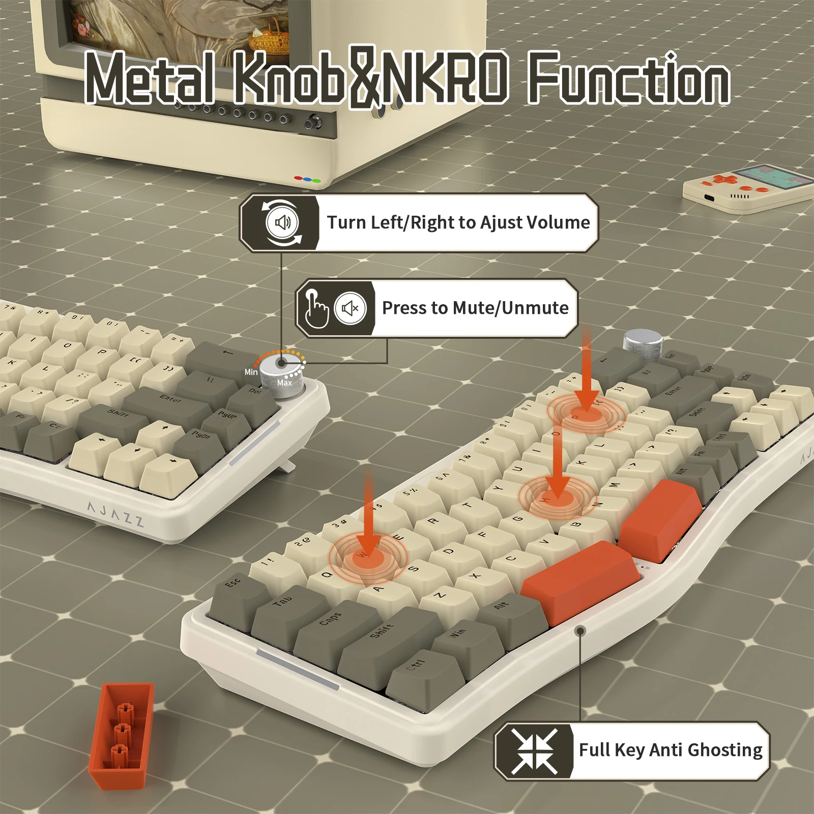 ATTACK SHARK AKS068 لوحة مفاتيح الألعاب الميكانيكية السلكية 65% تخطيط أليس حامل حشية قابل للتبديل السريع مع إضاءة خلفية RGB عبر قابلة للبرمجة