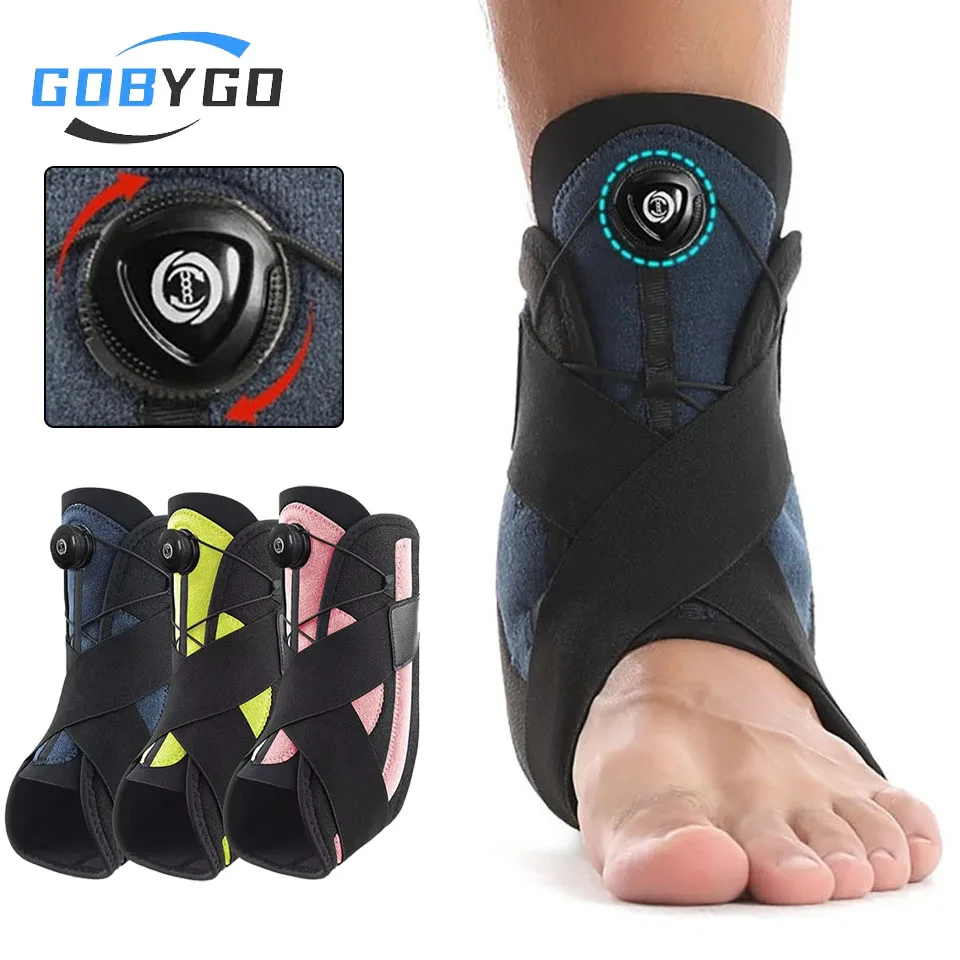 GOBYGO 1 pièce Manchon de soutien de cheville réglable à boucle rotative, sangle de compression avec double ressort latéral pour la course et le basketball