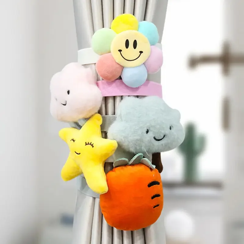 2 Pcs/Set Cartoon Curtain Tieback Curtain Clip Holders Kawaii Tieback Buckle Clips Tie Back Curtain Accessories Home Decor