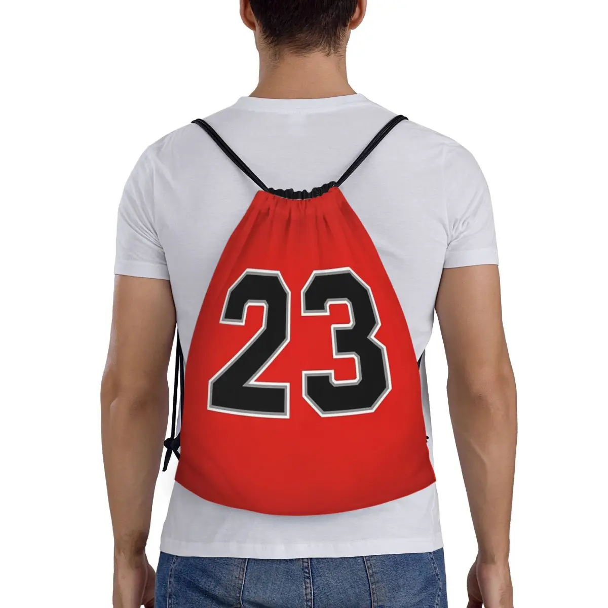 

Basketball Red 23 Number Backpacks Fashion Portable Drawstring Bundle Pocket Storage Bag Book Bags For Man Woman School