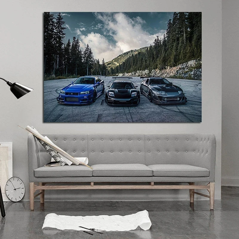 Supra Nissan Skyline NSX Blue Car HD Canvas Paintings Wall Pop Art Picture Posters and Prints for Boys Bedroom Living Room Decor