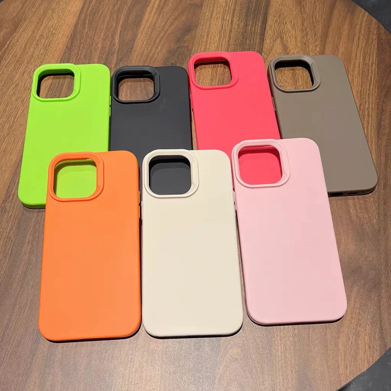 Candy Color Liquid Silicone Shockproof Phone Case For iPhone 15 Pro Max 11 12 13 14Pro Max Fashion Simple Soft TPU Back Cover