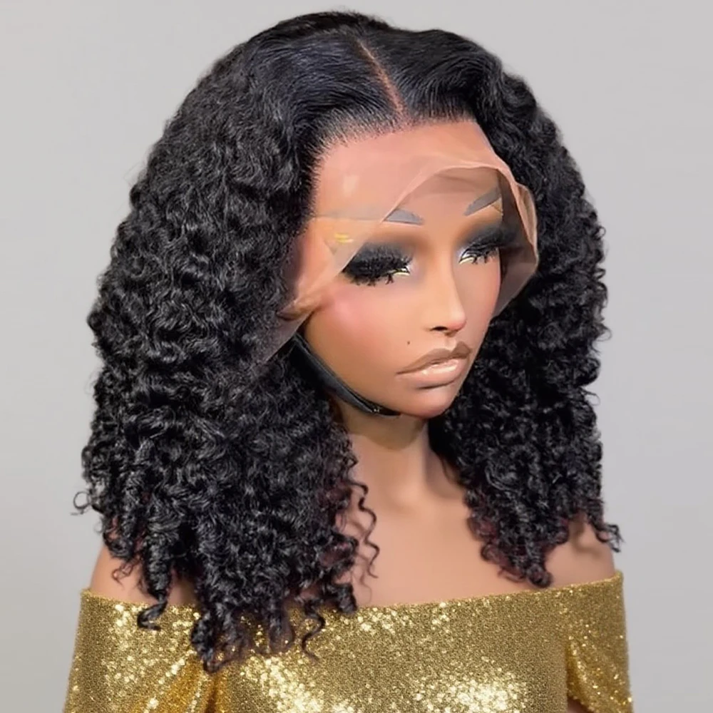 ショートボブウィッグ人毛ディープウェーブ13x6 HDレースフロントウィッグ既製カーリーウィッグ7x5グルレスウィッグレースフロント人毛ウィッグ