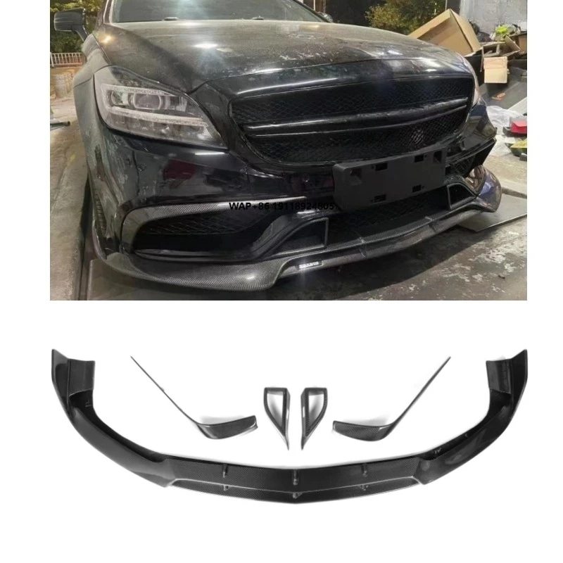 

Carbon Fiber Car Front Bumper Lip Splitter Benz CLS63 W218 4-Door 2016-2018 Screw-On Screws Air Intakes Exterior