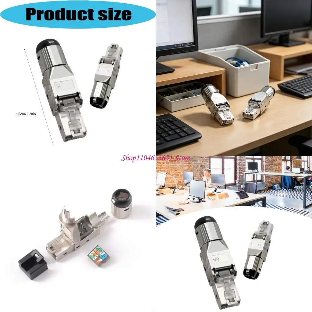 2Pcs Heavy Duty RJ45 Shielded Modular Termination Connector RJ45 Cat8 Cat7 Cat6A Connector Networking Cable Replacement