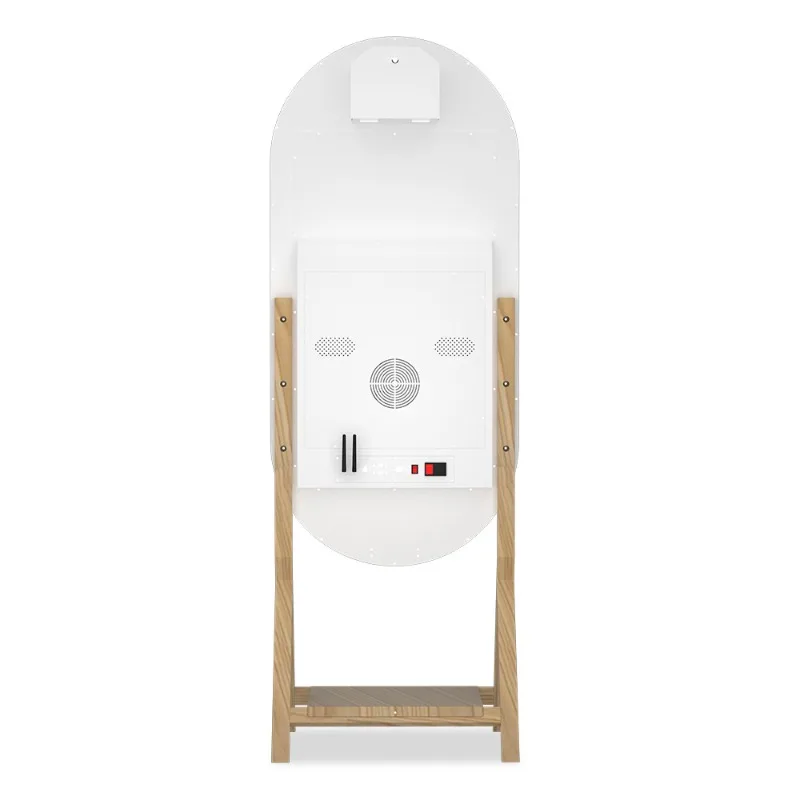 Imitation wood grain oval mirror photo booth camera camera Photobooth indoor advertising machine advertising