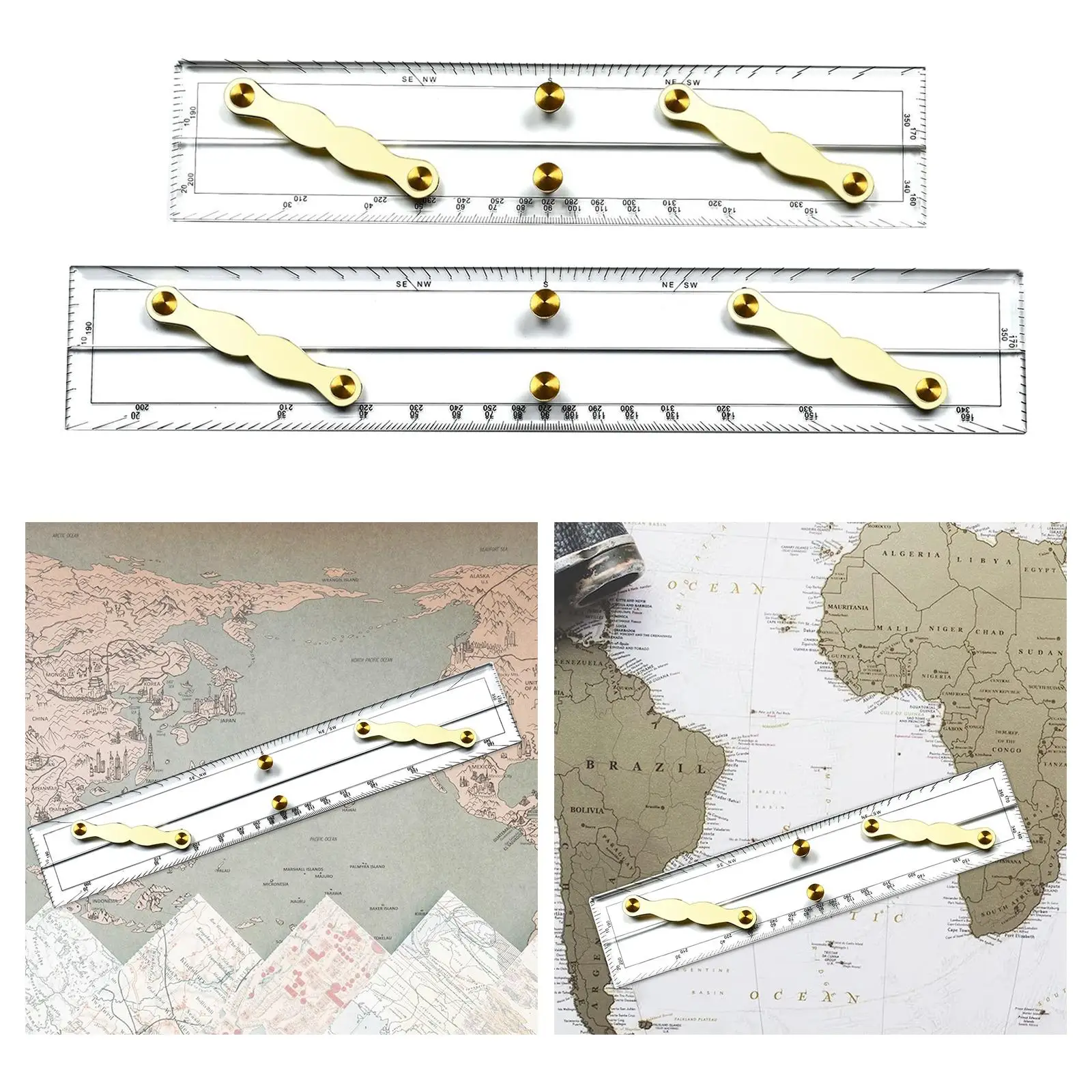 Navigation Parallel Ruler High Accuracy Multi Purpose Great Transparent Clear Scale Rolling Ruler for Student Artists Measuring