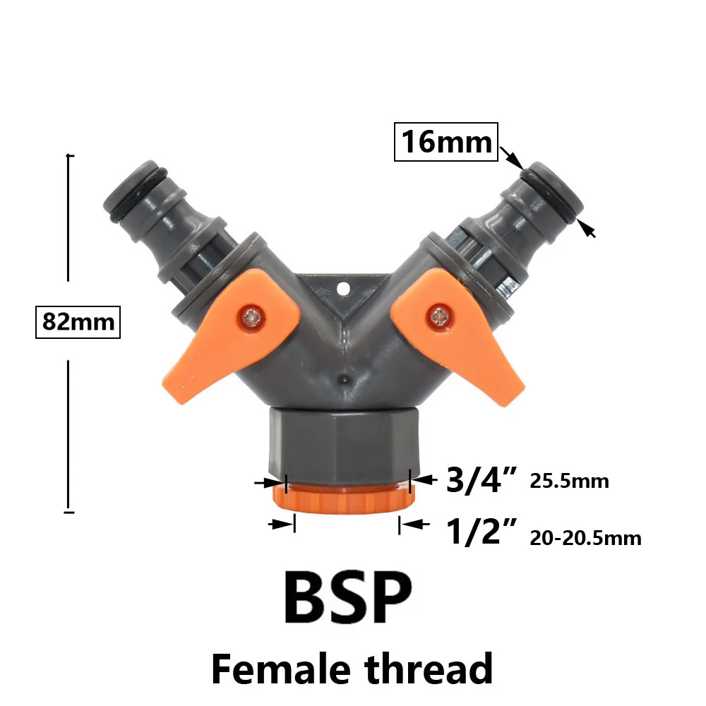 1/2 3/4 gwint ogród 2-Way złącze kranu wąż ogrodowy Splitter Y zawór łącznik 1/4 \