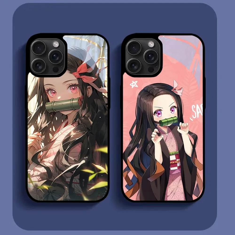 Demon Slayer Kamado Nezuko Phone Case For IPhone16 15 14 13 12 11 Pro Xs Max Mini XR X 7 8 Plus Luxury Mirror Hard Funda