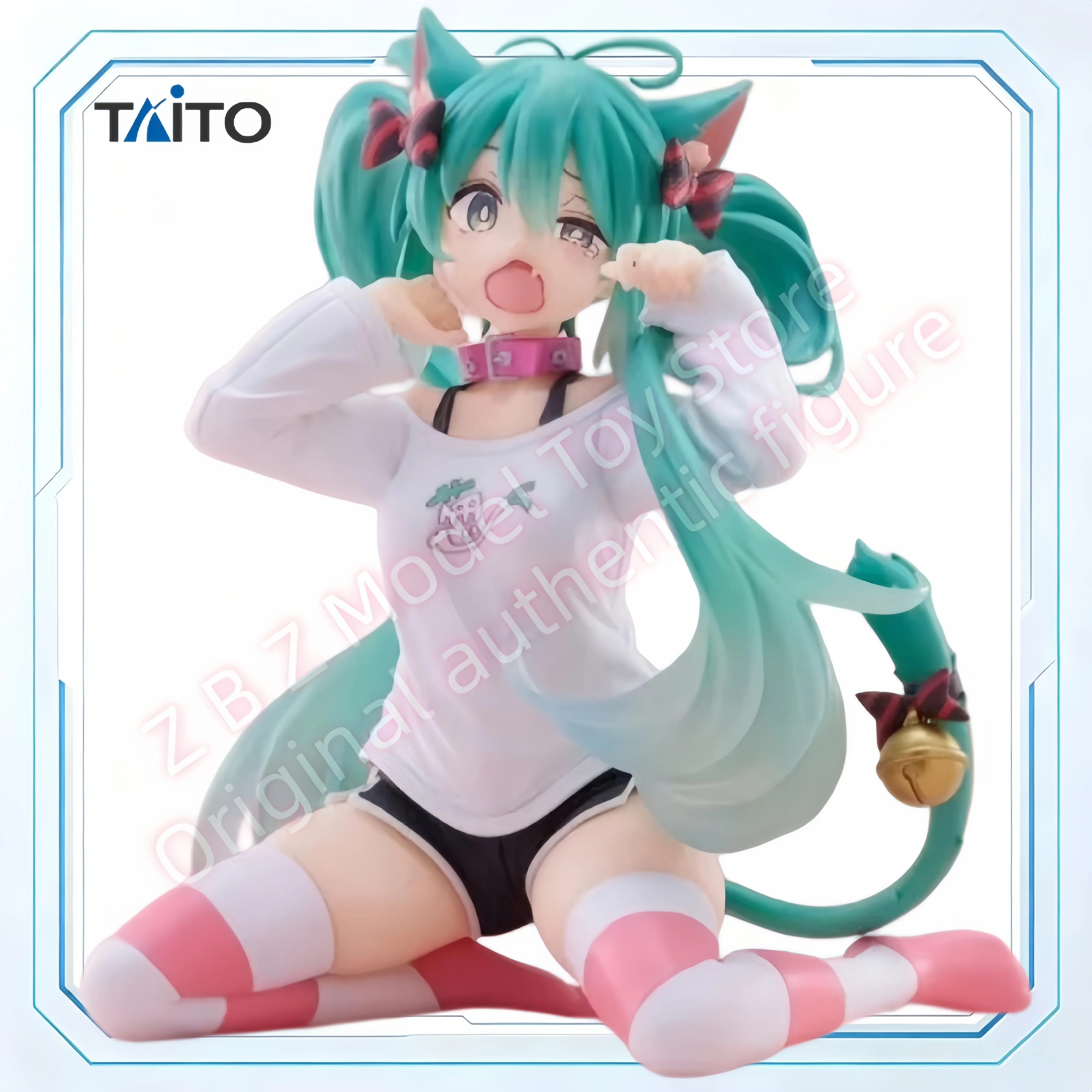 在庫あり-タイトー純正オリジナルデスクトップキュートフィギュア-ボーカロイド-ハツネミク-猫耳tシャツ-13cm-おもちゃ-フィギュア-コレクションモデル-ギフト