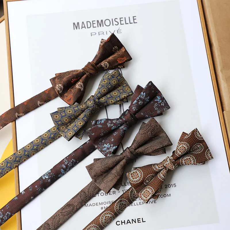Vintage Korean‑Style Unique Pattern Cross Bow Tie, Fashion Suit Accessory For Groom Master Of Ceremony And Formal Occasions