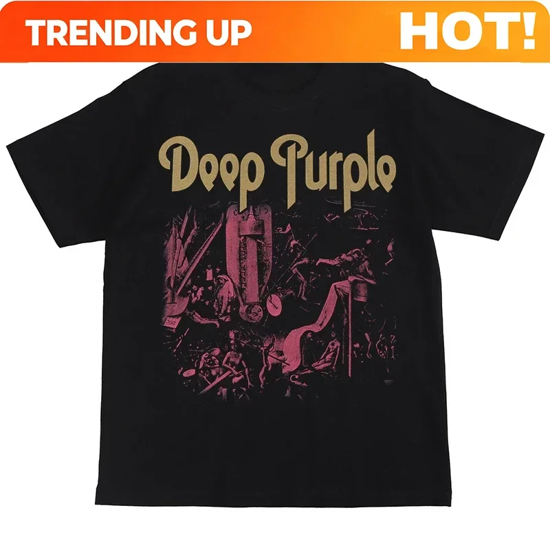 Deep Purple Digital Direct Spray Deep Purple Rock Band American Street Gunslinger Nirvana Retro Short Sleeve T-shirt
