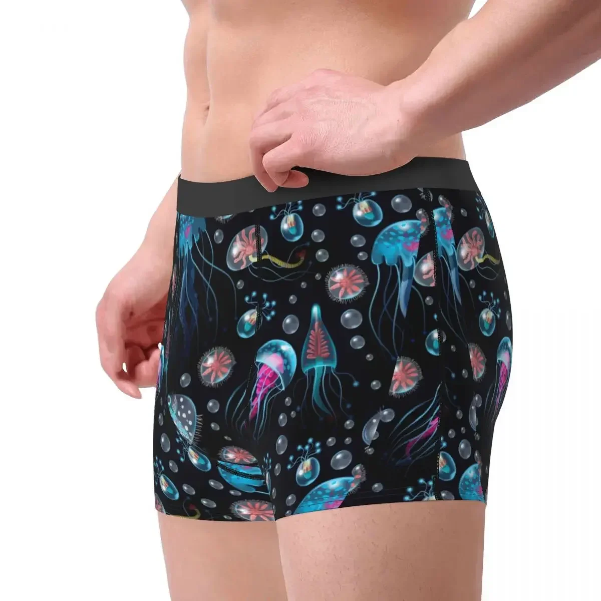 Men Boxer Shorts Panties Jellyfish Corals And Seaweed Mid Waist Underwear Homme Funny S-XXL Underpants