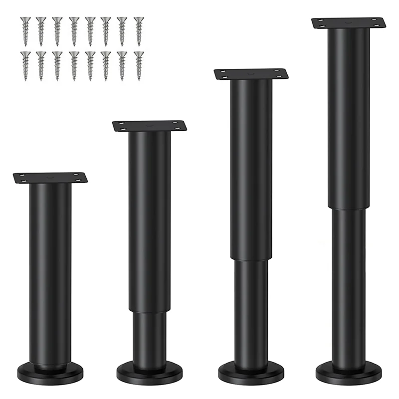 

A04I Metal Adjustable Furniture Legs 7.08-11.8 Inch, Table Legs Adjustable Height Replacement for Sofa/Dresser Set of 4 Black