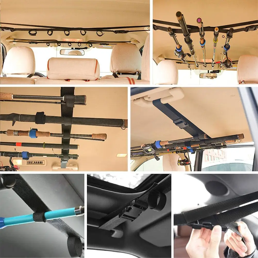 2pcs Vehicle Fishing Rod Storage Rack Adjustable Fishing Pole Holder With Magic Stickers For Suvs Trucks Rod Holder Pole Support