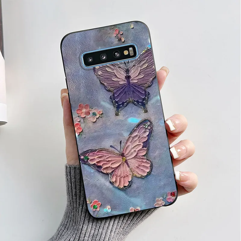 Case For Samsung Galaxy S10 S 10 Plus S10E Phone Cover Cute Butterfly Painted Soft TPU Coque For Samsung S10 5G S10+ S10E Funda