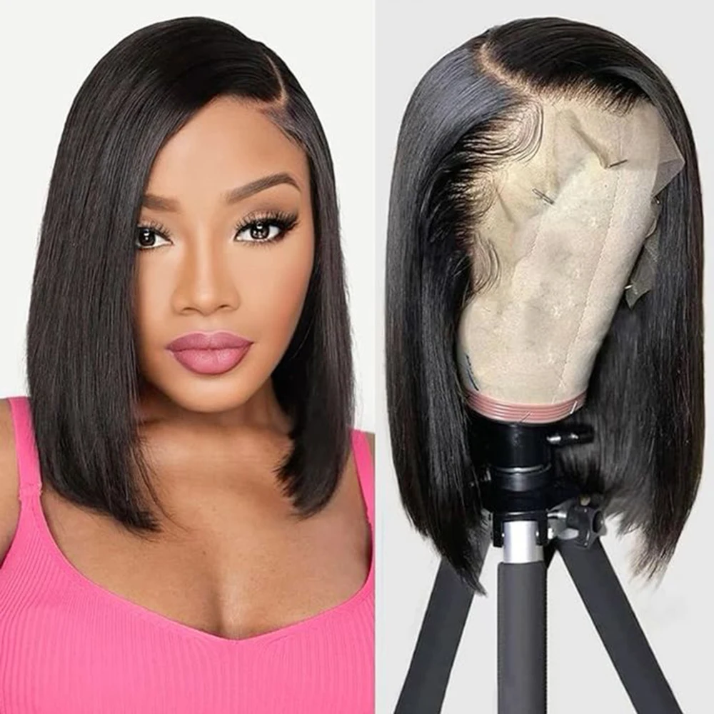 

4x4 Lace Closure Bob Wig Short Straight Human Hair Wigs For Black Women Brazilian Middle Part Lace Wig Pre Plucked Remy Hair