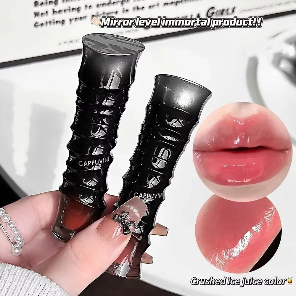 Punk Crystal Glossy Lip Stain Red-Brown Sheer Nude Glitter Lip Tint Long Lasting Waterproof Mirror Lip Glaze Makeup Cosmetics
