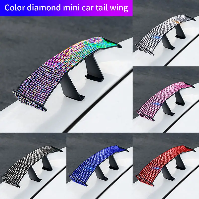 Diamond Crystal Mini Tail Fins Car Decorations Vehicle Exterior Retrofit Parts Racing Sport Style Universal Decor Spoiler Wing