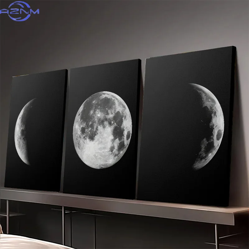 3pcs Framed Canvas Painting And Poster, Ready to Hanging, Modern Art, Minimalist Wind Rotation Process, Home Decoration, Wall