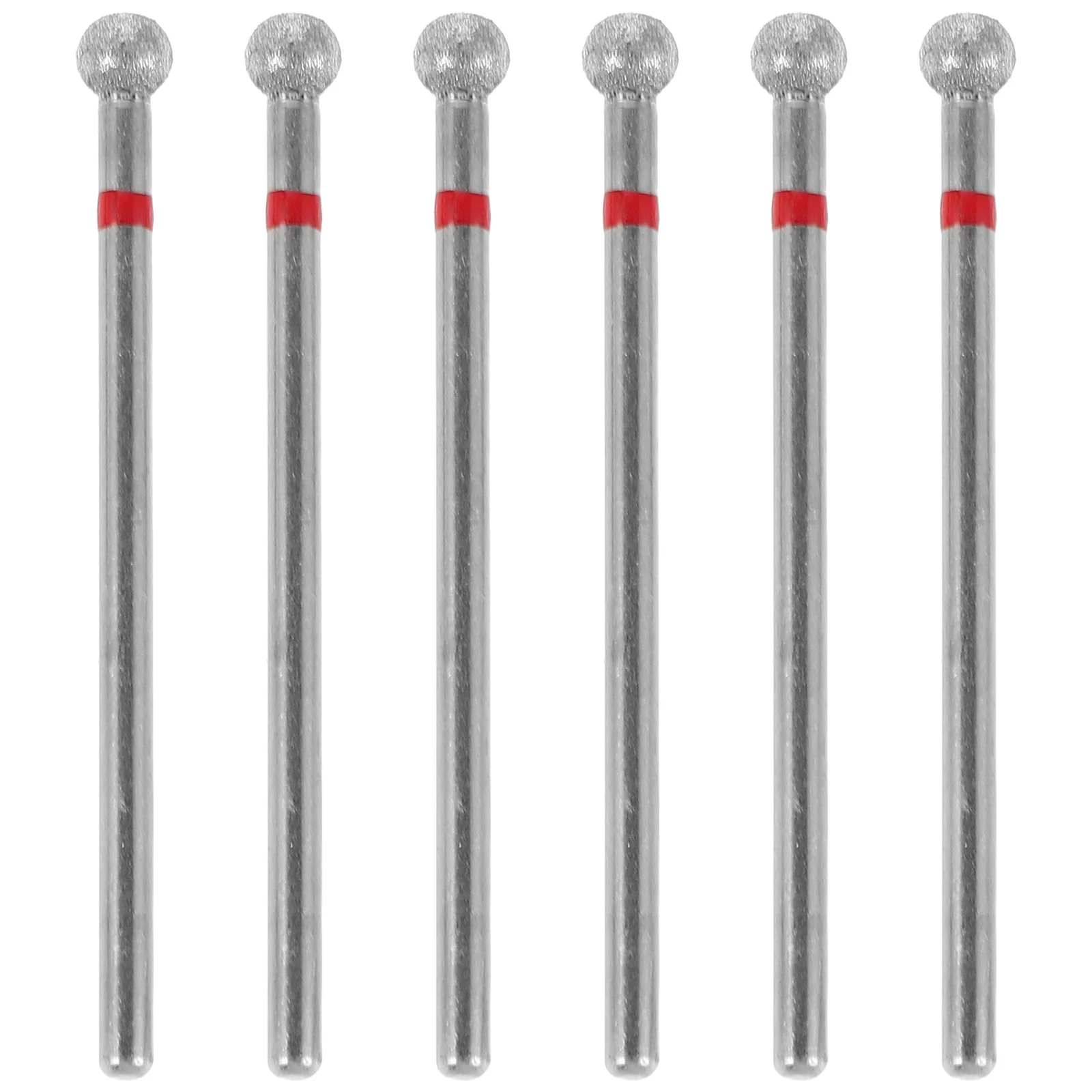 Zestaw 6 szt. frezów do paznokci o drobnej ziarnistości, główka kulista, do usuwania skórek, polerowania, powlekane diamentami, profesjonalne narzędzie do manicure