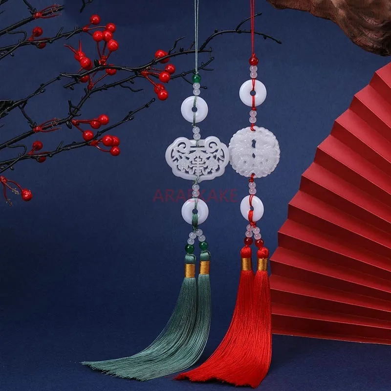 Nappe in stile antico, accessori di abbigliamento in stile cinese abbinati a pendenti con nappe, nappe appese per auto con risvolto pressato Hanfu