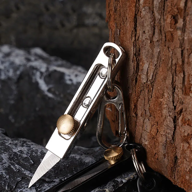 Pure Titanium Mini Push Knife Titanium Alloy Sharp Portable Edc Keychain Pendant Unpacking Express Opening