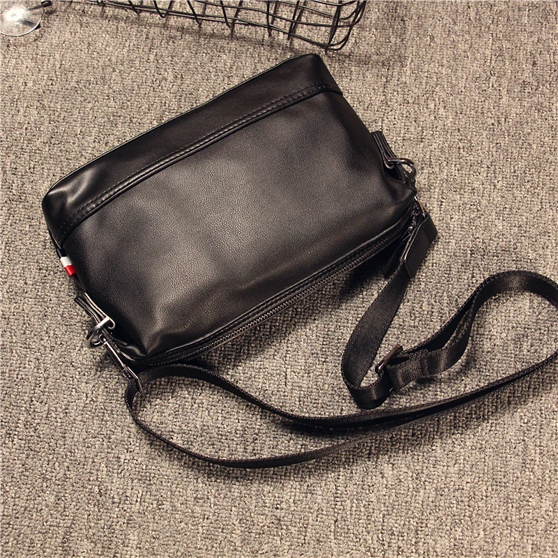 Trendy Soft Leather Single Shoulder Bag for Men Casual Crossbody Handbag Large Capacity Waist Bag Korean Style Fashionable